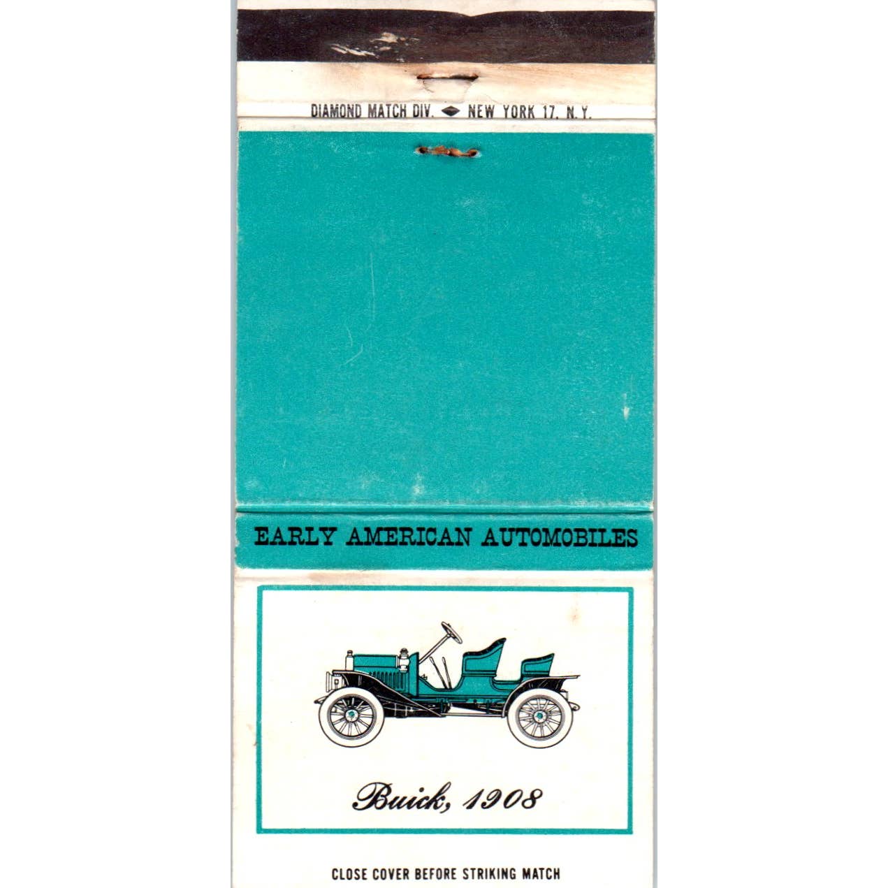 Buick 1908 Early American Automobiles Advertising Matchbook Cover SA1-M6