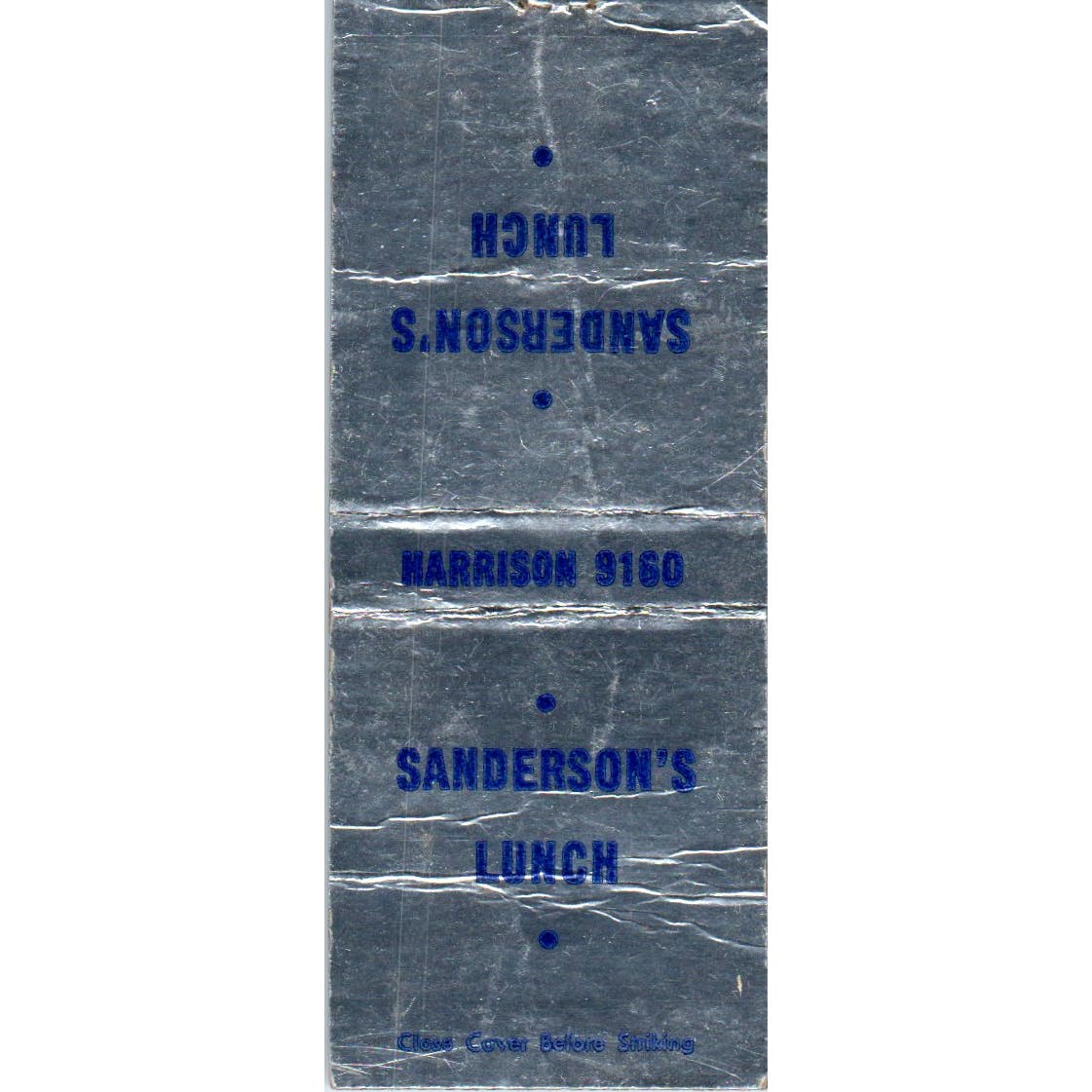 Sanderson's Lunch Kansas City MO Advertising Matchbook Cover SA9-M2