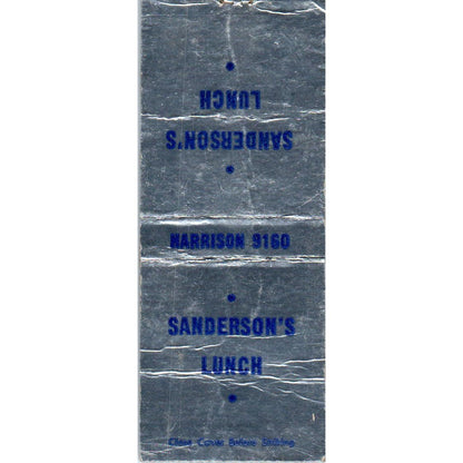 Sanderson's Lunch Kansas City MO Advertising Matchbook Cover SA9-M2