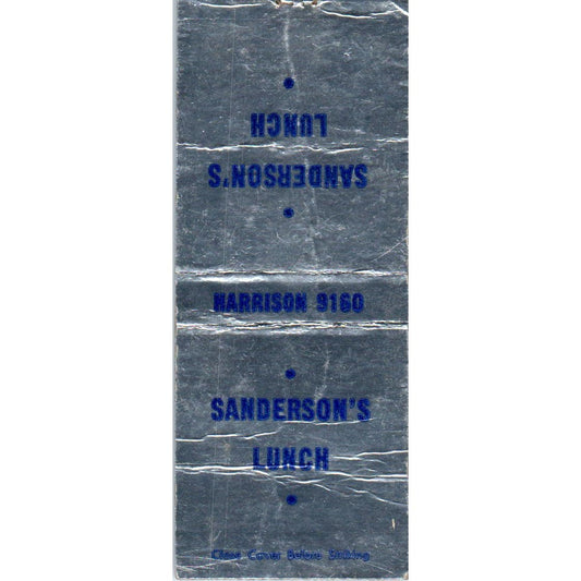 Sanderson's Lunch Kansas City MO Advertising Matchbook Cover SA9-M2