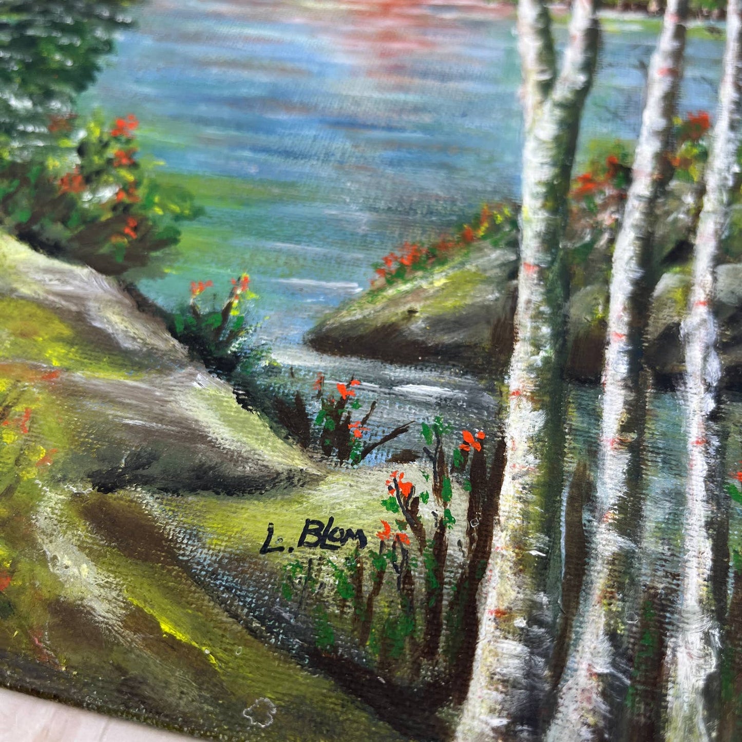 1983 Original Art Painting Lake Superior Sunset L. “Grandma” Blom 9x12 FL3