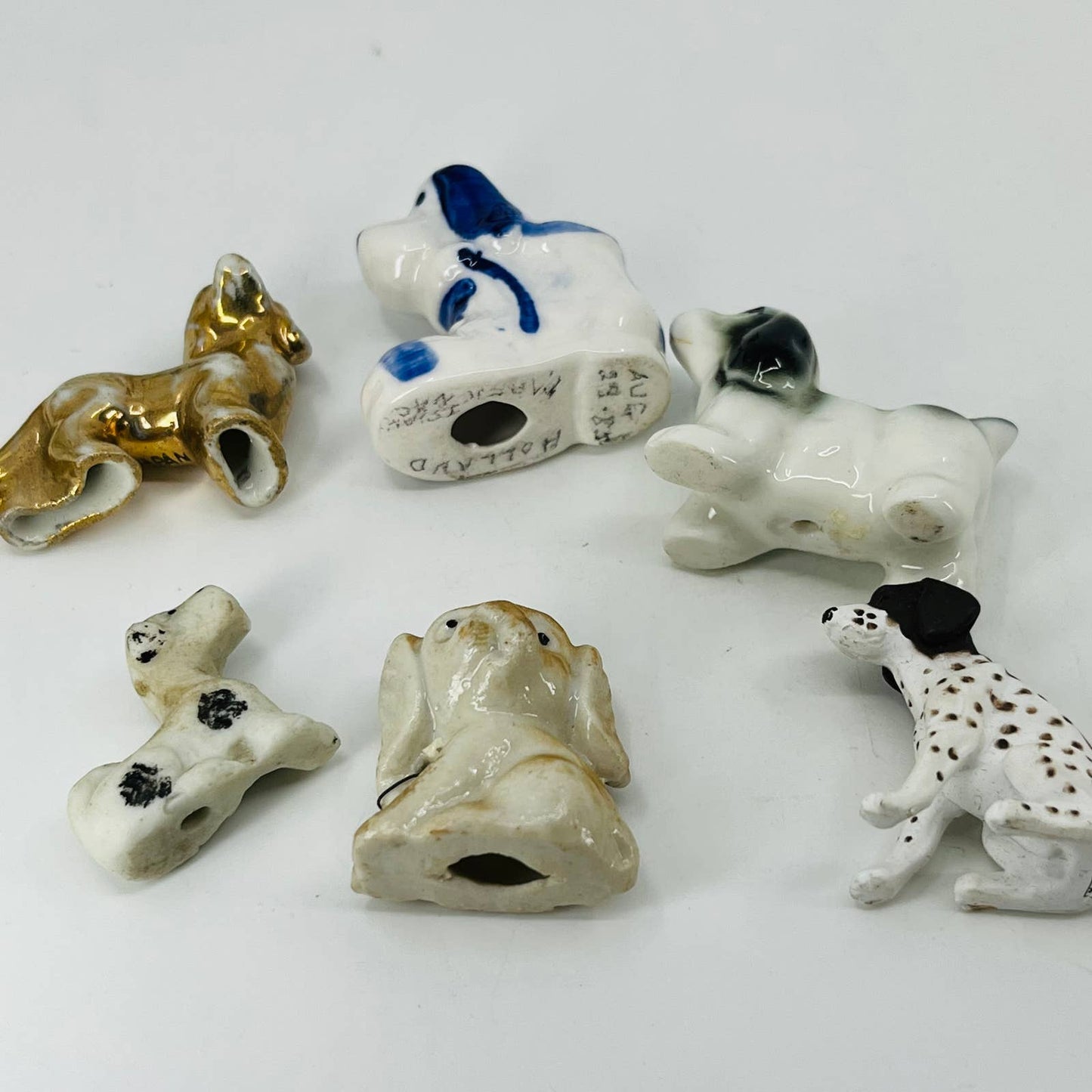 Vintage Lot of 6 Mini Dog Figurines Porcelain Ceramic Resin 1” SA5