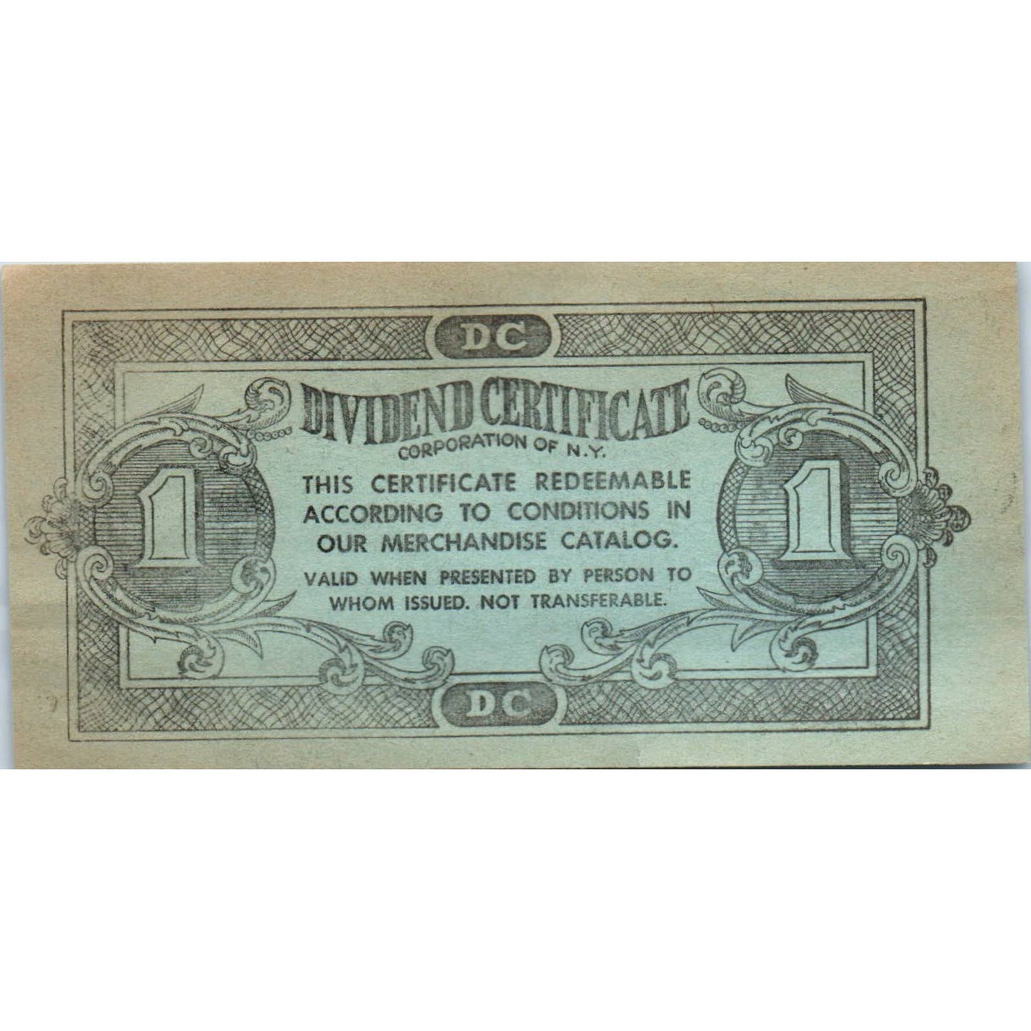 Dividend Certificate Co NY Advertising Coupon One Full SE5