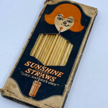 Vintage 1932 Full Box Sunshine Straws Hertz Straw Co. Like Nature’s Own TF5