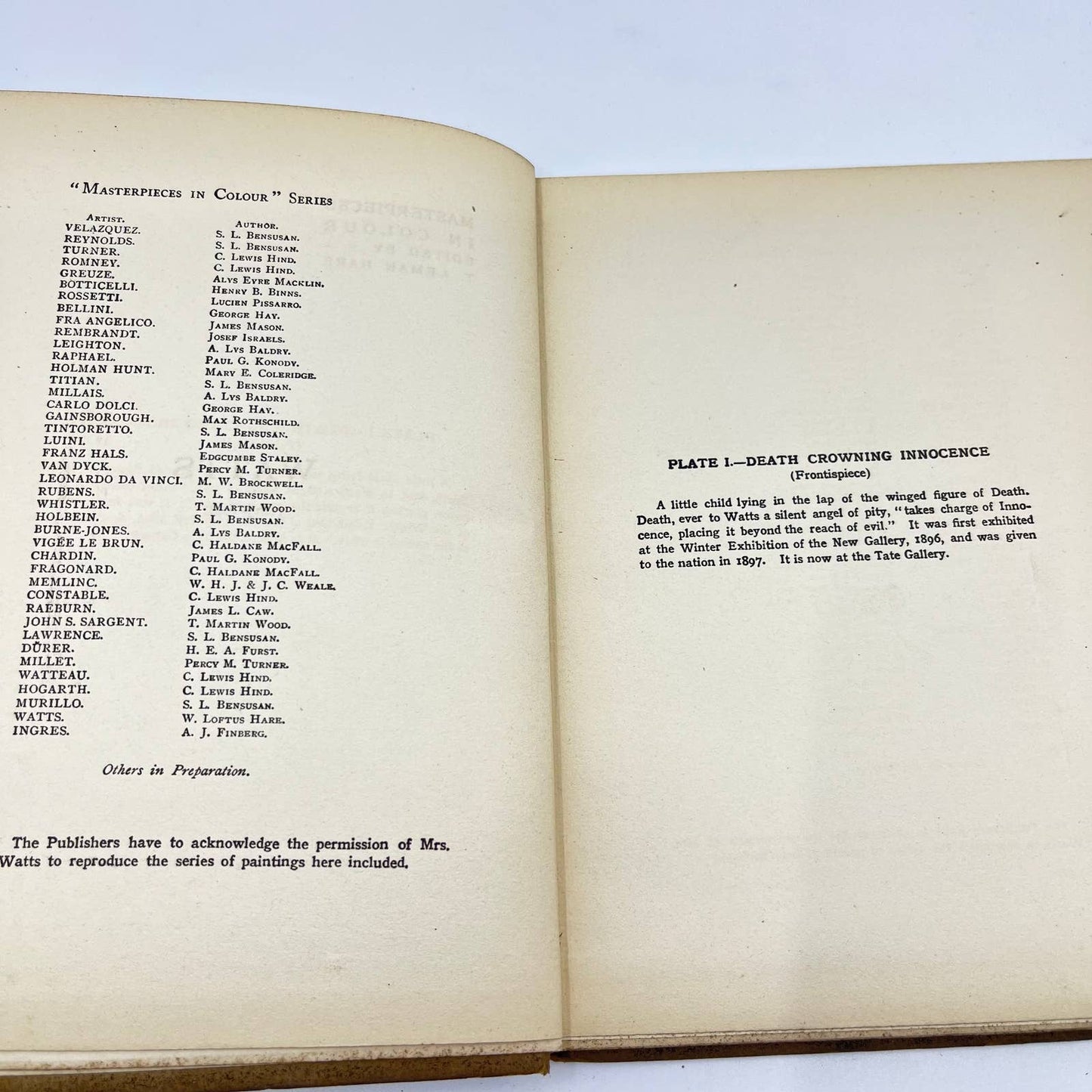 c1910 WATTS Masterpieces in Color George Hay TE9-2