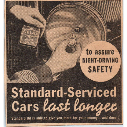 1935 Mpls Journal Newspaper Ad Standard Oil Service Atlas Auto Lamps FL5-6