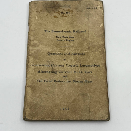 1943 Pennsylvania Railroad Q & A on Alternating Current Electric Locomotives TG6