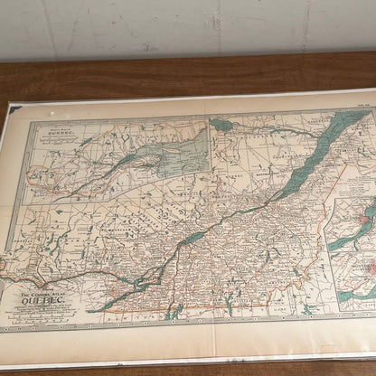 Antique 1897 The Century Atlas Map of QUEBEC Color Engraved 12.5 x 17” FL5