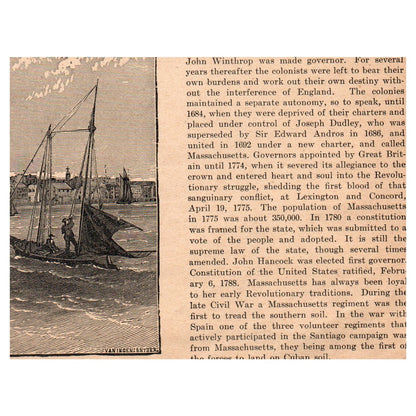 Ferry Boat in New York City 3.5x5" Original Engraving 1899 AK5-H6