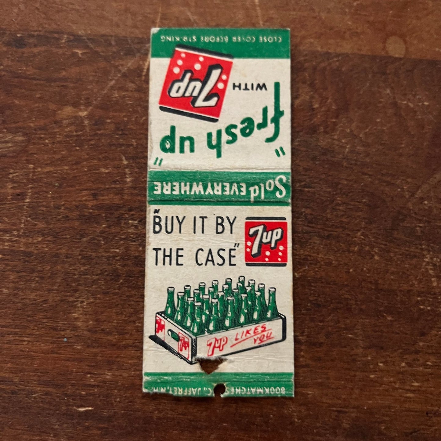 7up Soda Pop Buy it By The Case Advertising Matchbook Cover SA9-M13