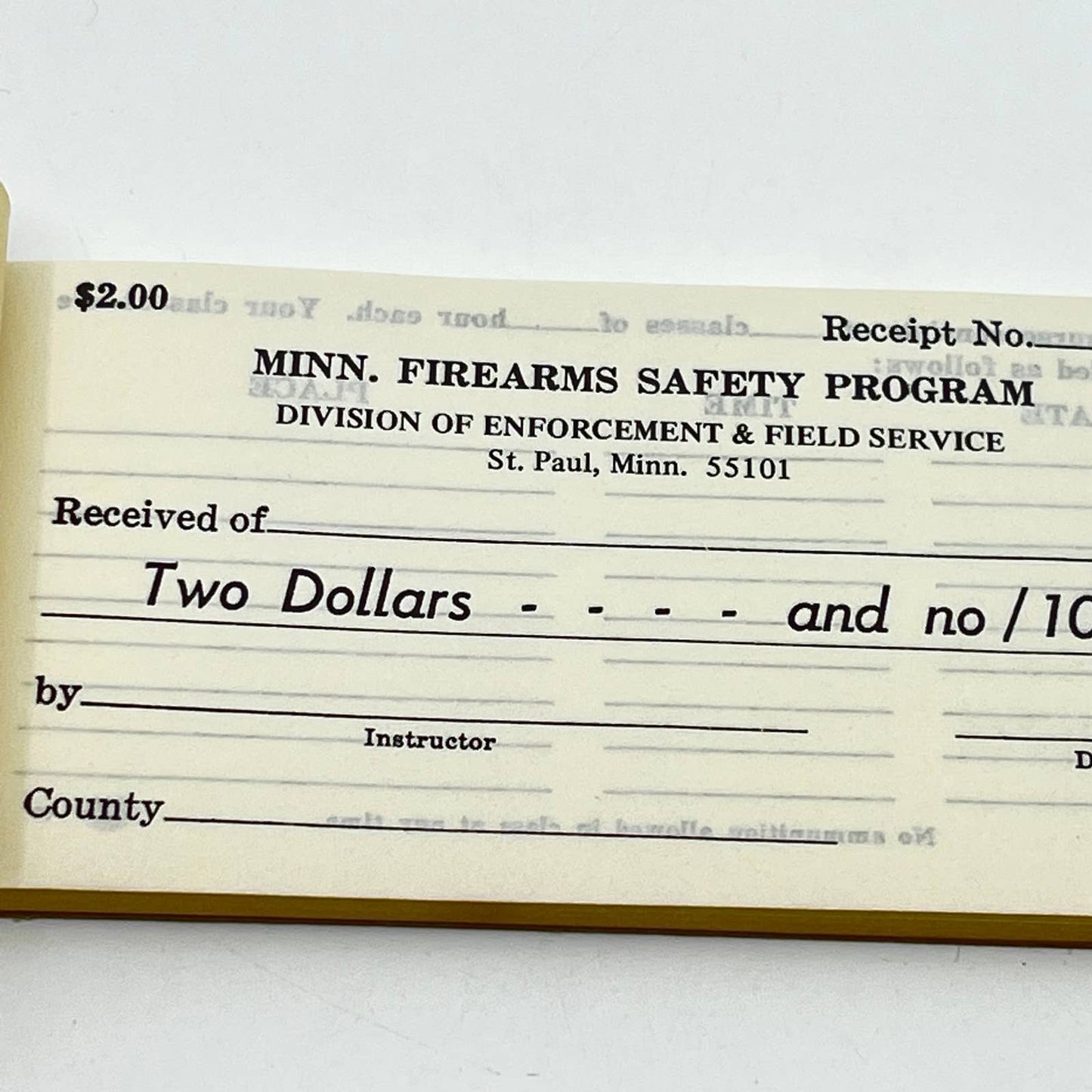 1960s Minnesota Firearm Safety Ticket & Receipt Book UNUSED SC8