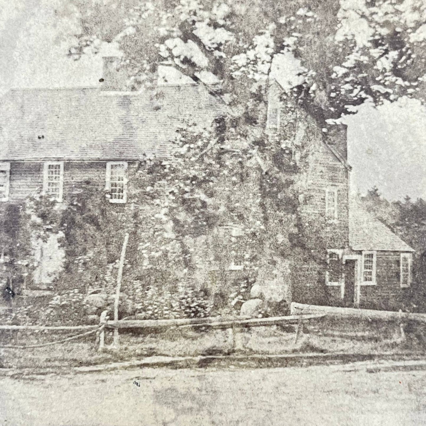 1880s Stereoview Card Old Niles Mansion Abington Mass w/ Notes on Back AB2