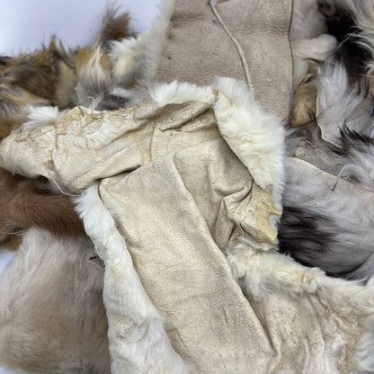 HUGE Fur Scrap Lot 2+ Pounds Fox Coyote Beaver Ermine More Craft Remnants FL3
