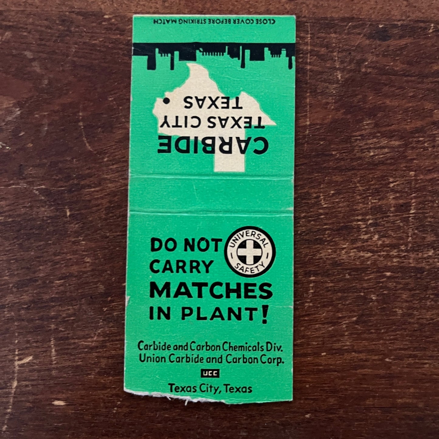 Texas City, Texas Carbide Plant Advertising Matchbook Cover MM11-6