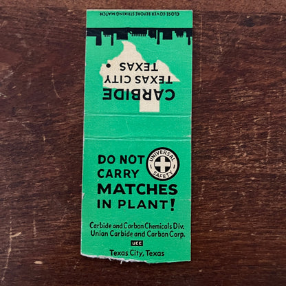 Texas City, Texas Carbide Plant Advertising Matchbook Cover MM11-6