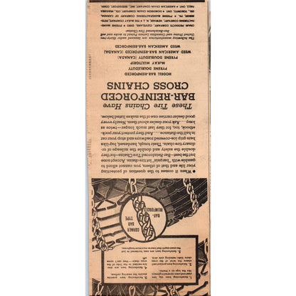 1935 Minneapolis Journal Newspaper Ad Car Tire Bar Reinforced Cross Chains FL5-3