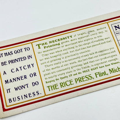 1910s Blotter Card The Rice Press November Calendar Flint MI SC8
