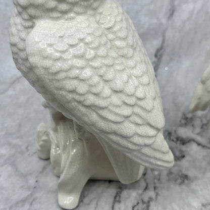 Set of 2 MCM Large White Porcelain Cockatoo Statue Blanch De Chine Style 11” TJ9