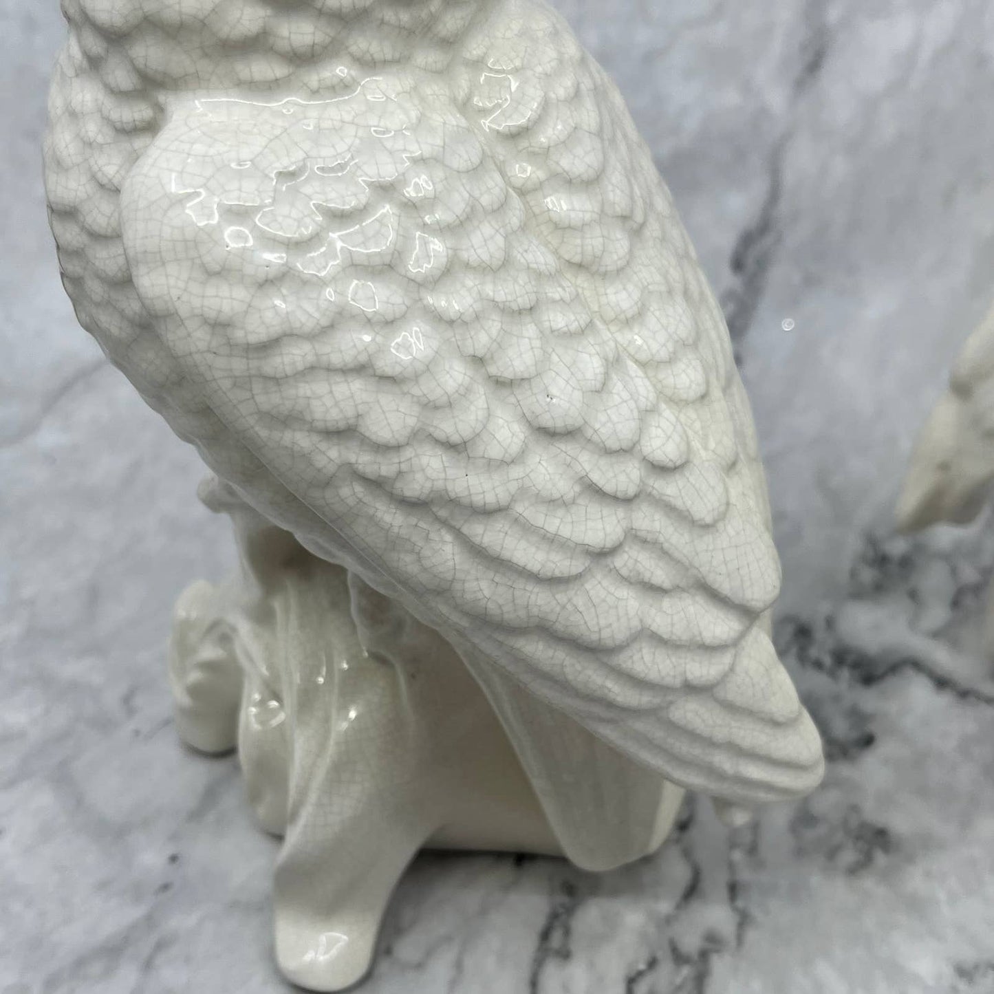 Set of 2 MCM Large White Porcelain Cockatoo Statue Blanch De Chine Style 11” TK1