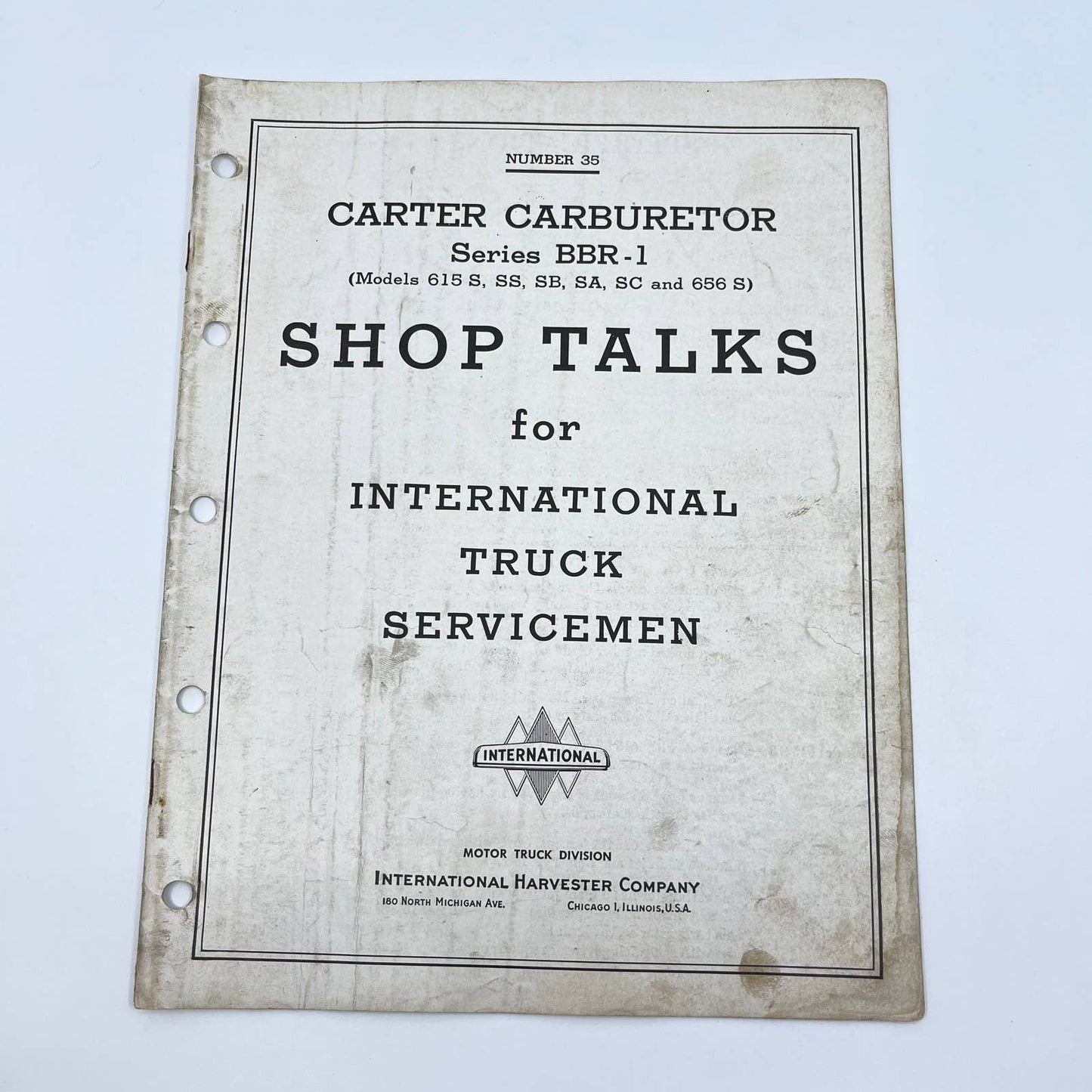 1940s Shop Talks International Truck Servicemen #35 Carter Carburetor BBR-1 TF8