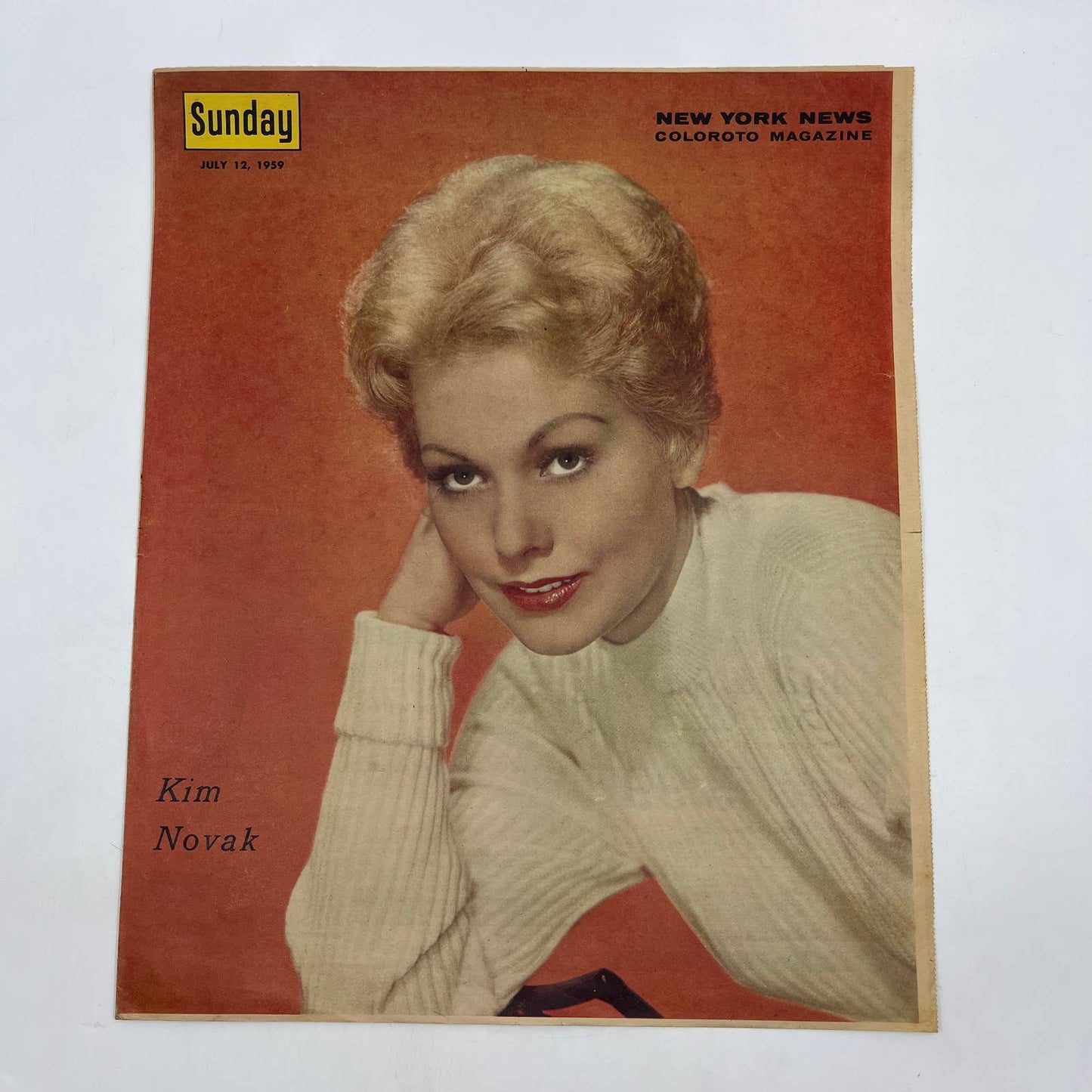 1959 KIM NOVAK Sunday New York News Coloroto Magazine Cover Only FL4