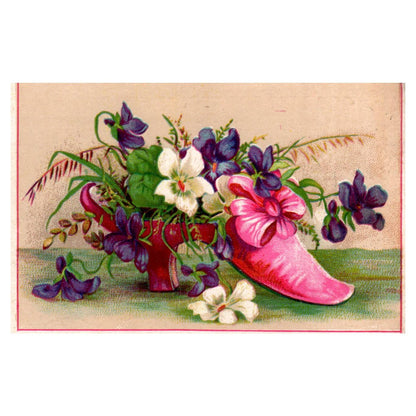 Gooch's Mexican Syrup Quack Medicine Show With Flowers - 1880s Trade Card TJ8-3