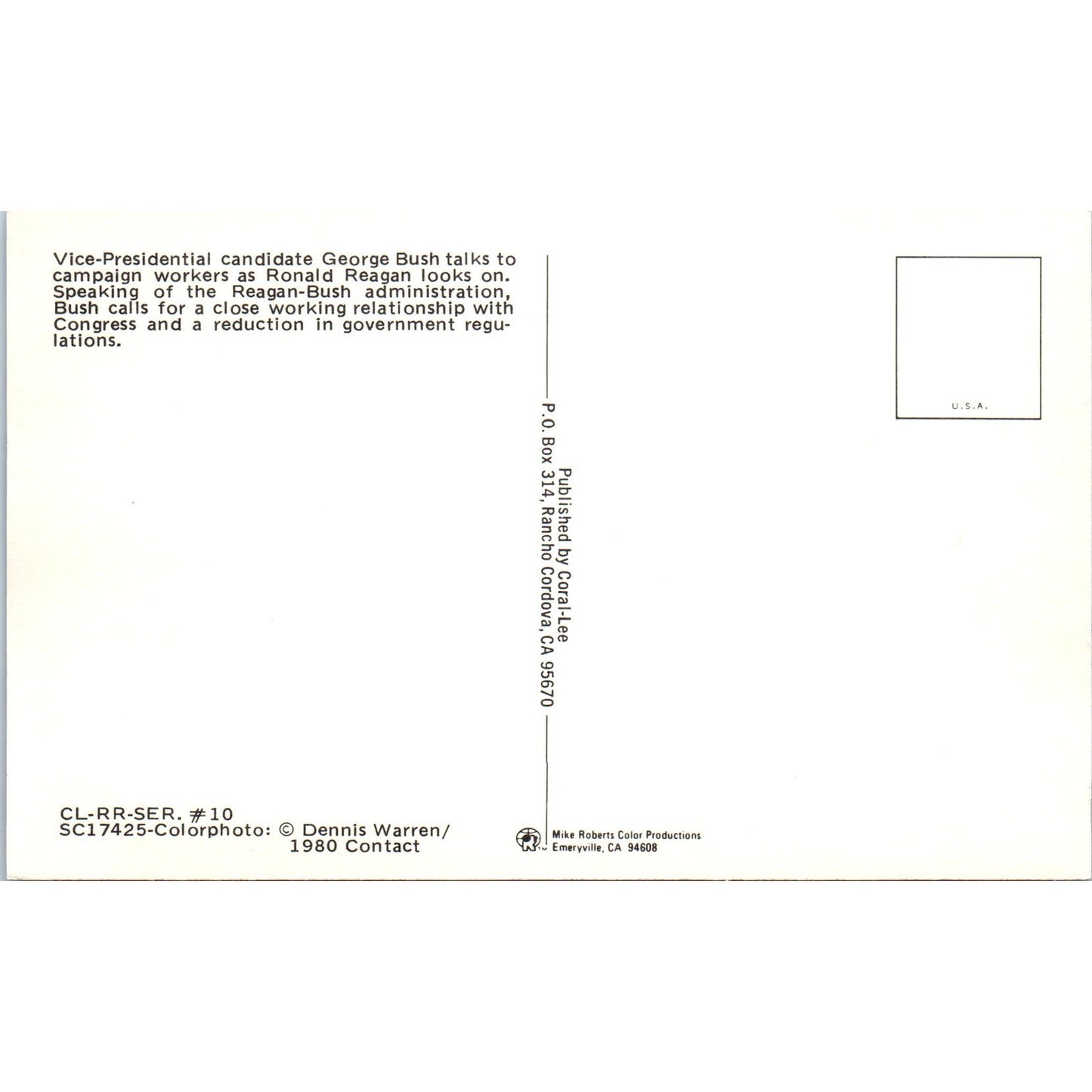 VP Candidate George Bush Speech 1980 Original Postcard P2-11