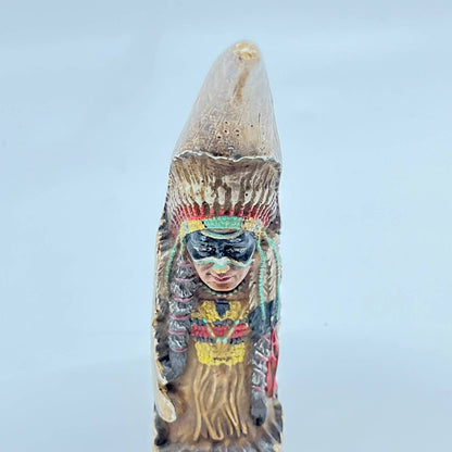 Vintage Native American Indian Figurine Resin Horn Material Carved 7” TE5