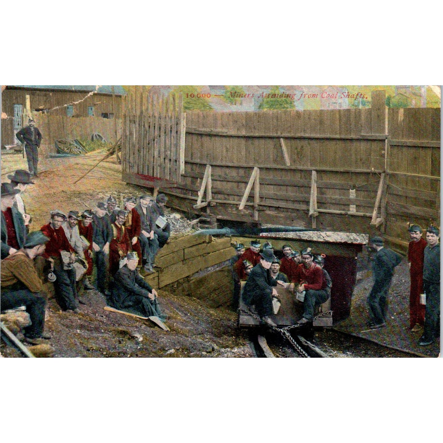 1910 Postcard Miners Ascending From Coal Shafts PA TD8-P2