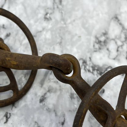 Antique Cast Iron Snaffle Driving Bit Horse Training Cowboy Western TJ8