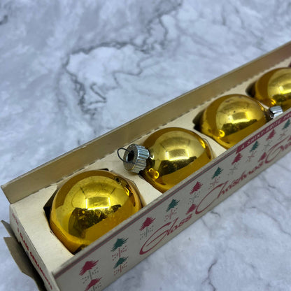 Shiny Brite Mini Mercury Glass Christmas Tree Ornaments Set of 5 in Box Gold Red