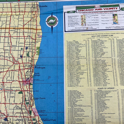 1950 Sinclair Oil Company Advertising Road Map - Chicago and Vicinity TG1