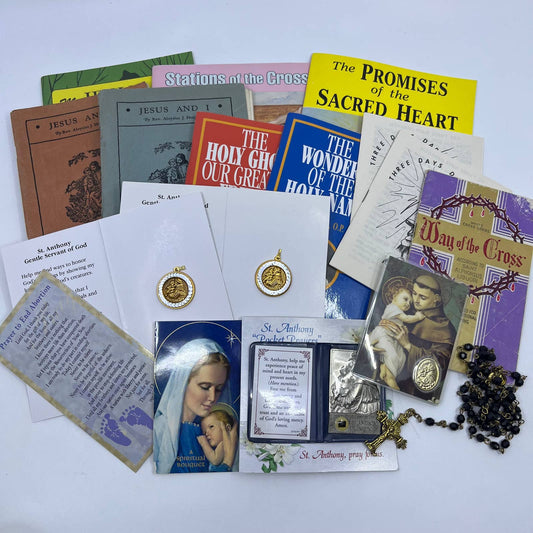 Huge Lot of Vintage Catholic Ephemera Relics Books & More SG5-6