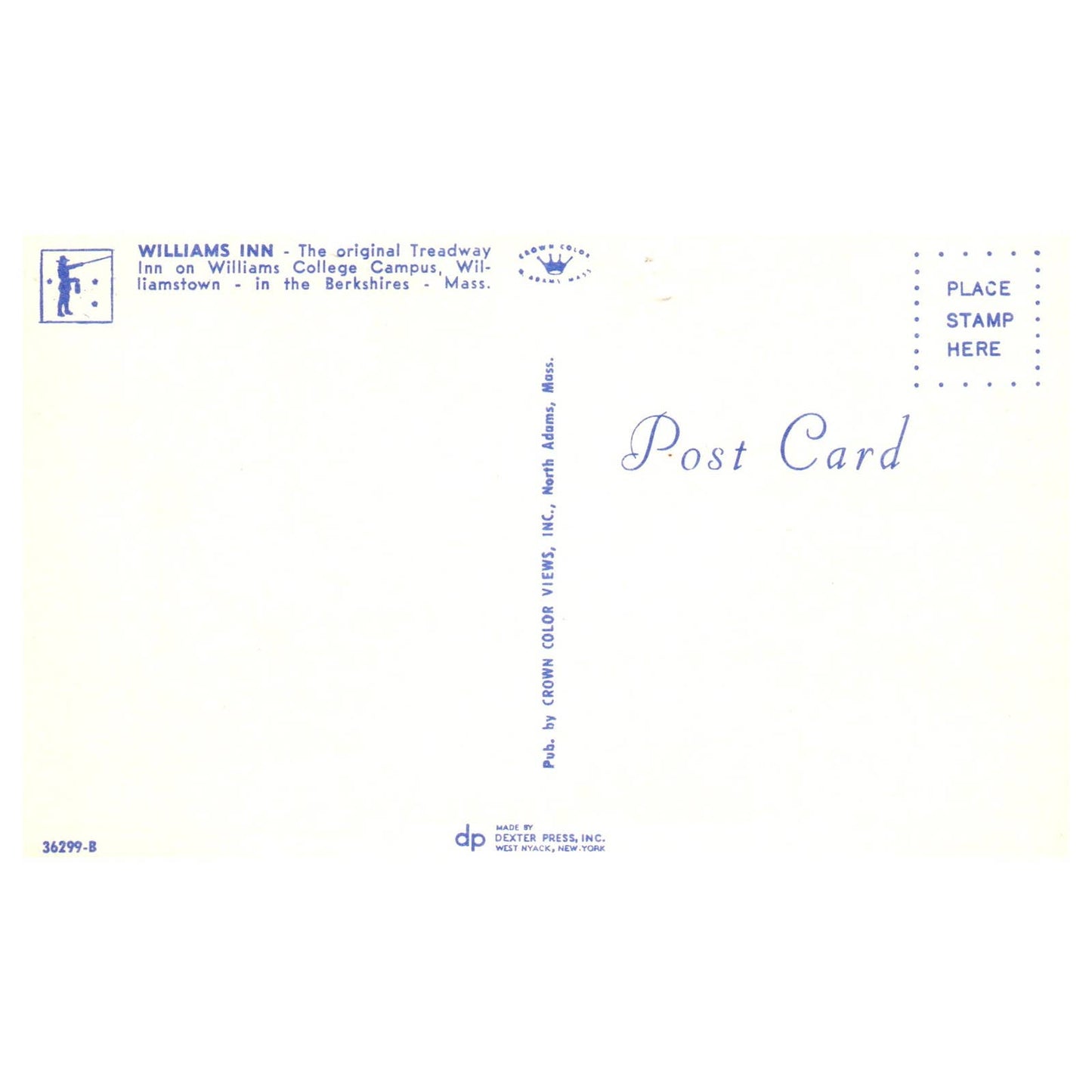 Vintage Postcard - Williams Inn Williamstown in the Berkshires Mass TJ7-1