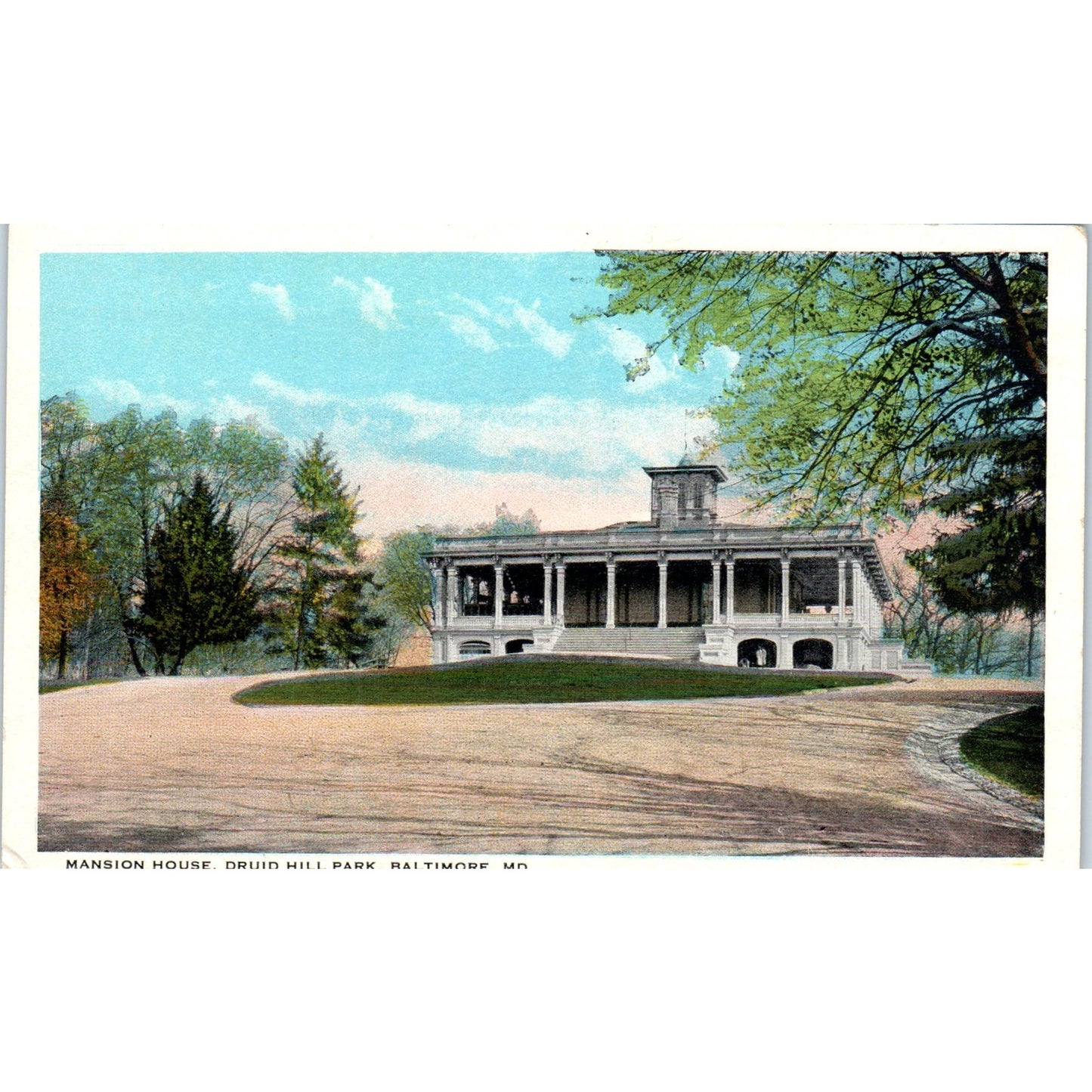 Druid Hill Park Mansion House Baltimore MD Original Postcard P1-12