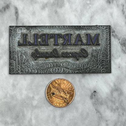 Vintage Printing Letterpress Printers Block Plate Martell Cognac Brandy TJ515