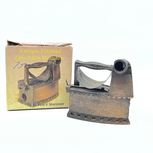 1970s Flat Iron Die Cast Pencil Sharpener w Box Dollhouse Miniature SC8