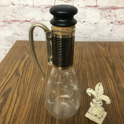 Vintage Pyrex Atomic Starburst Glass Decanter/Carafe With Metal Handle TD8