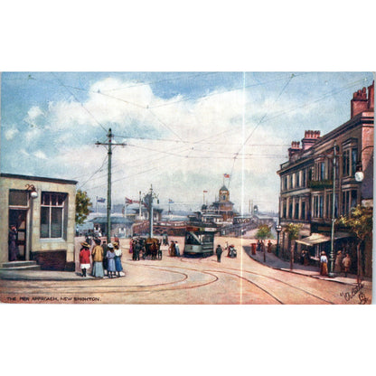 New Brighton - Pier Approach Raphael Tuck Oilette Original Postcard P3-2