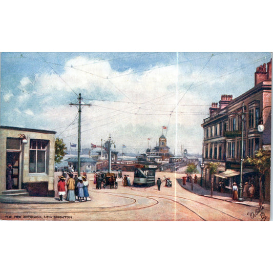 New Brighton - Pier Approach Raphael Tuck Oilette Original Postcard P3-2