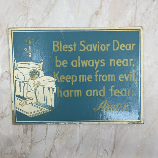 1940s Bedtime Prayer Wall Hanging  "Blest Savior Dear” Cardboard 6.5x9” TJ1