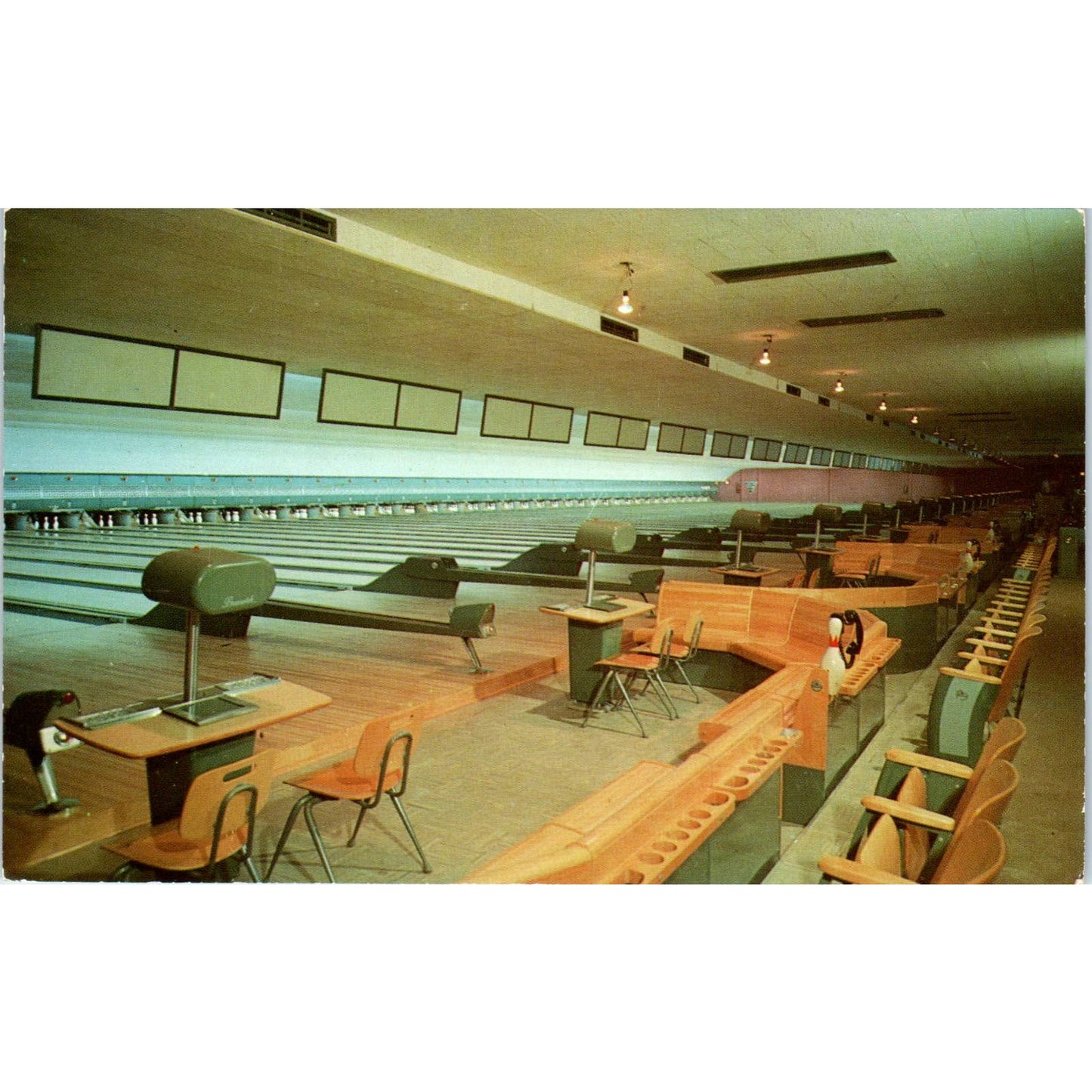 Columbia Lanes Bowling Alley Latham NY 1950s Original Postcard TK1-23