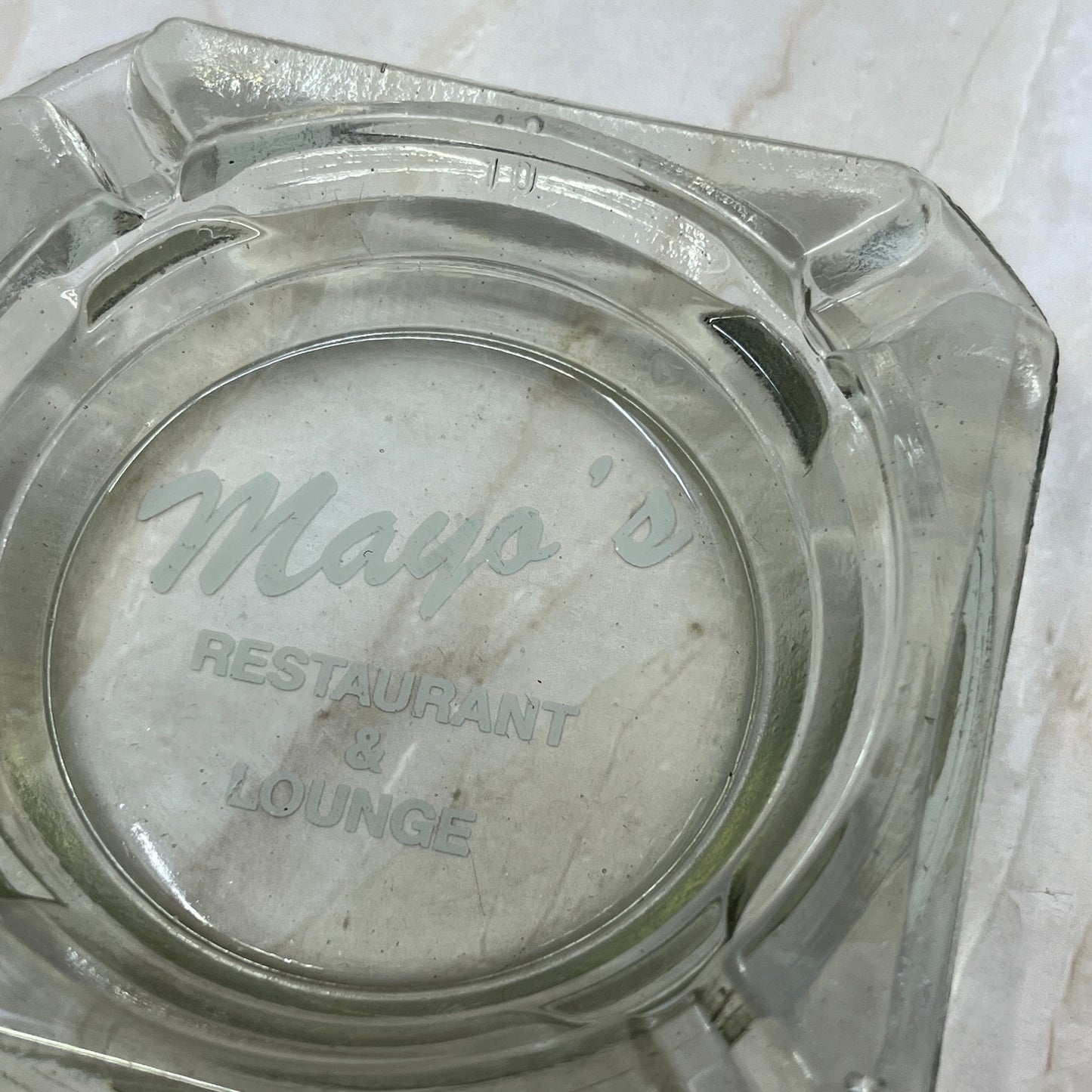 Mayo’s Restaurant Vintage Glass Ashtray 3.5” SB7