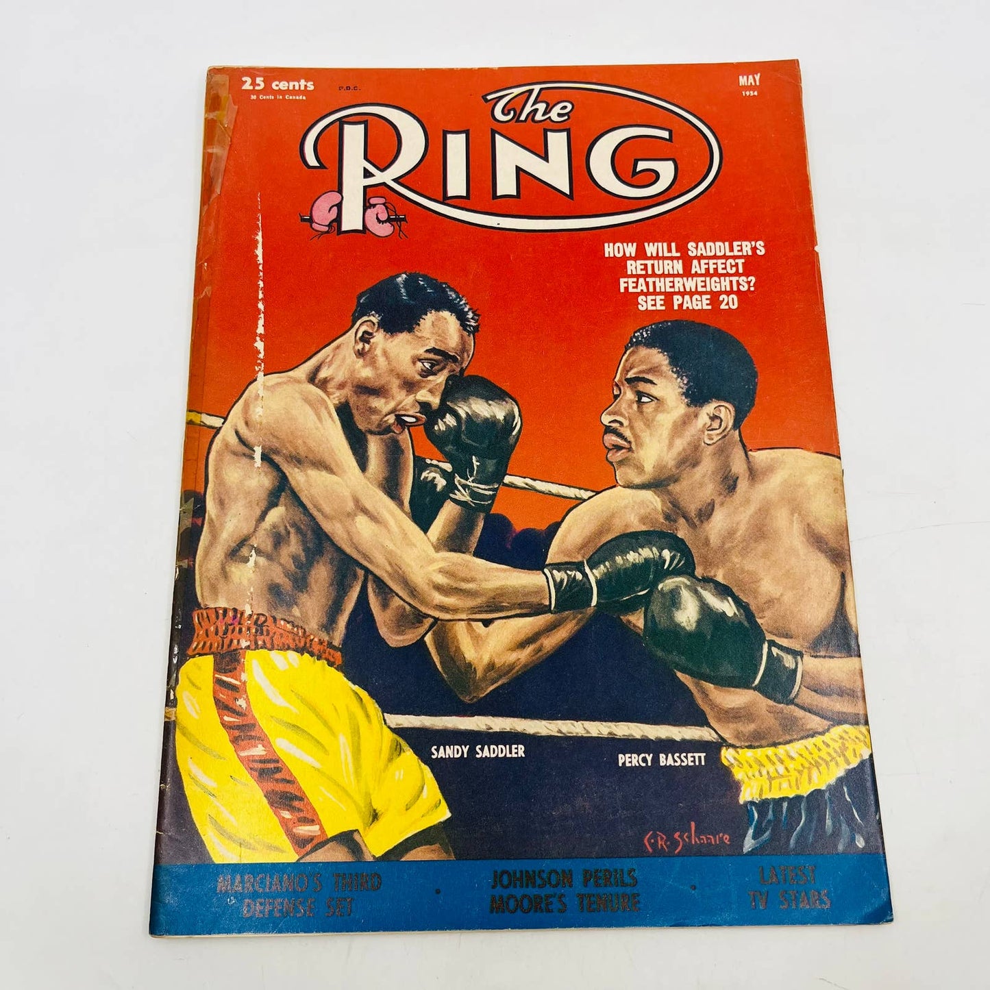 1954 May - The Ring Boxing Magazine – Sandy Saddler Percy Bassett Cover TA5