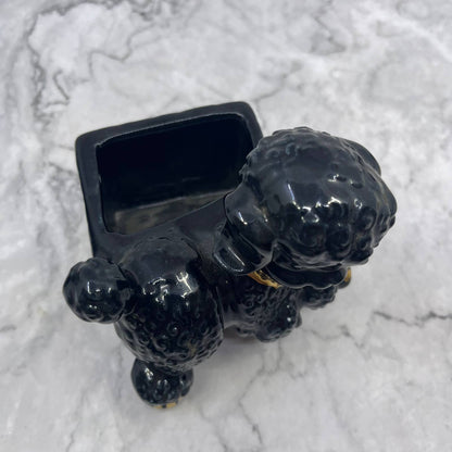 Vintage Poodle Ceramic Black Gold Small Succulent Violet Planter Shawnee 4" TI8