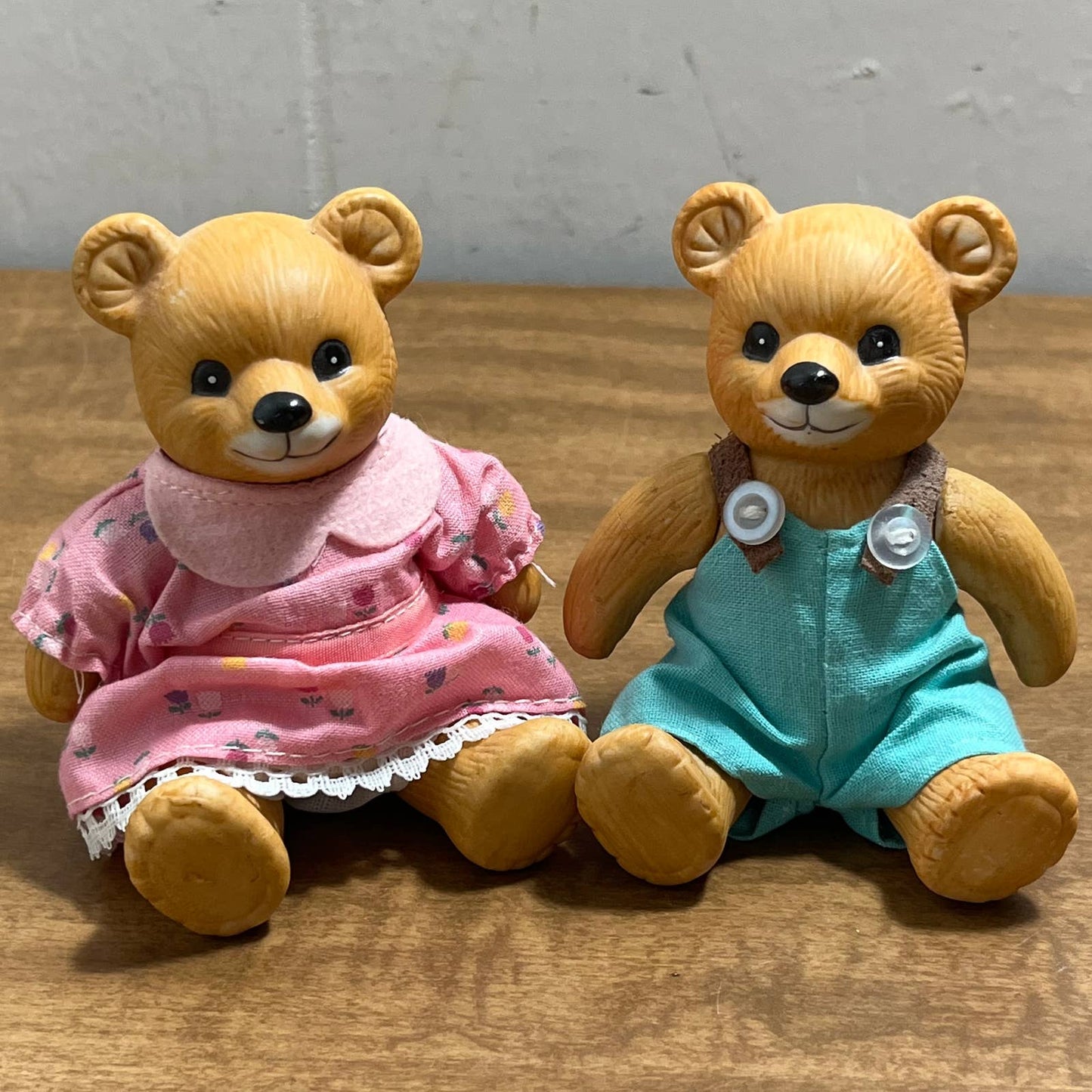 1980s HOMCO Brother and Sister Bear Articulated Ceramic 4” Set of 2 FA1