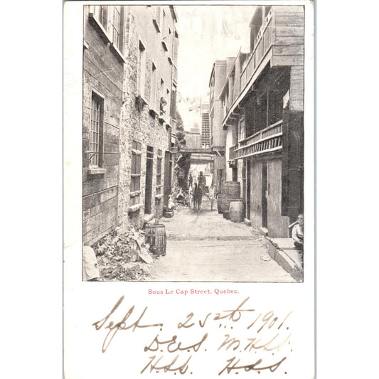 Sous Le Cap Street Quebec c1905 Original Postcard P3-3