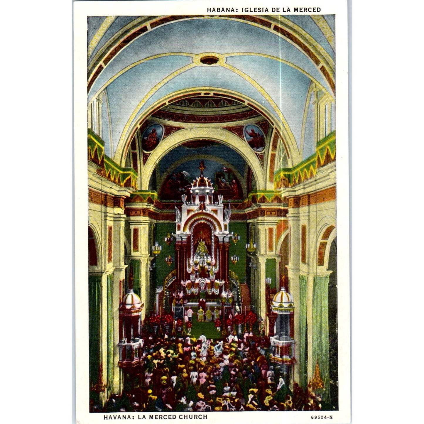La Merced Church Havana Cuba Original Postcard P3-1