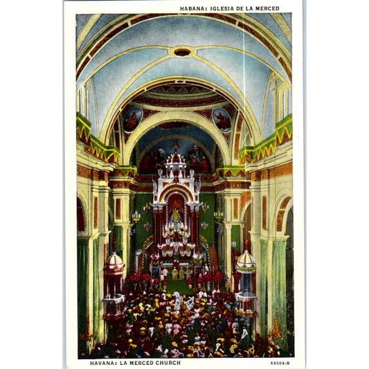 La Merced Church Havana Cuba Original Postcard P3-1