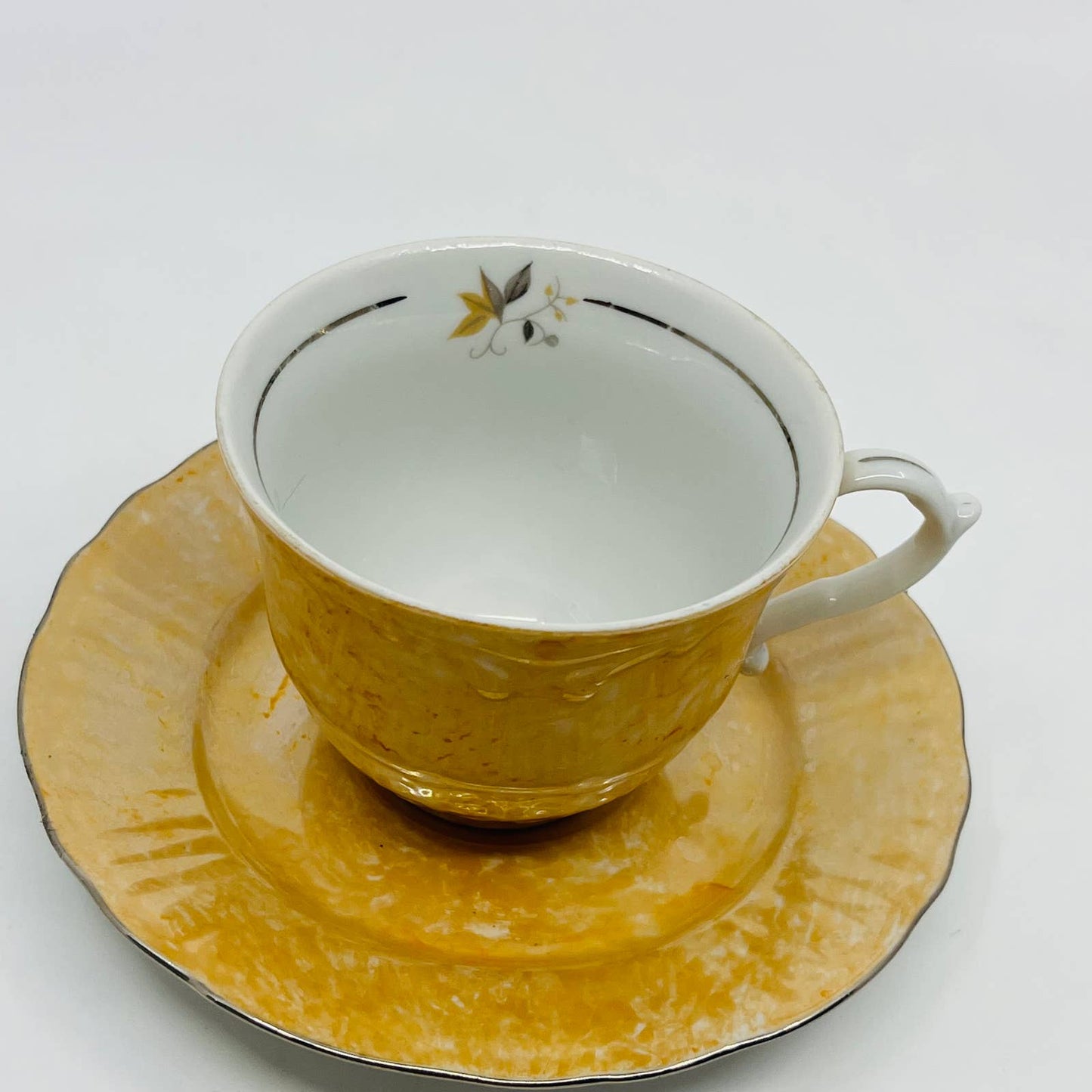 Wloclawek Poland Fine China Orange Opalescent Coffee Cup & Saucer Set TD7